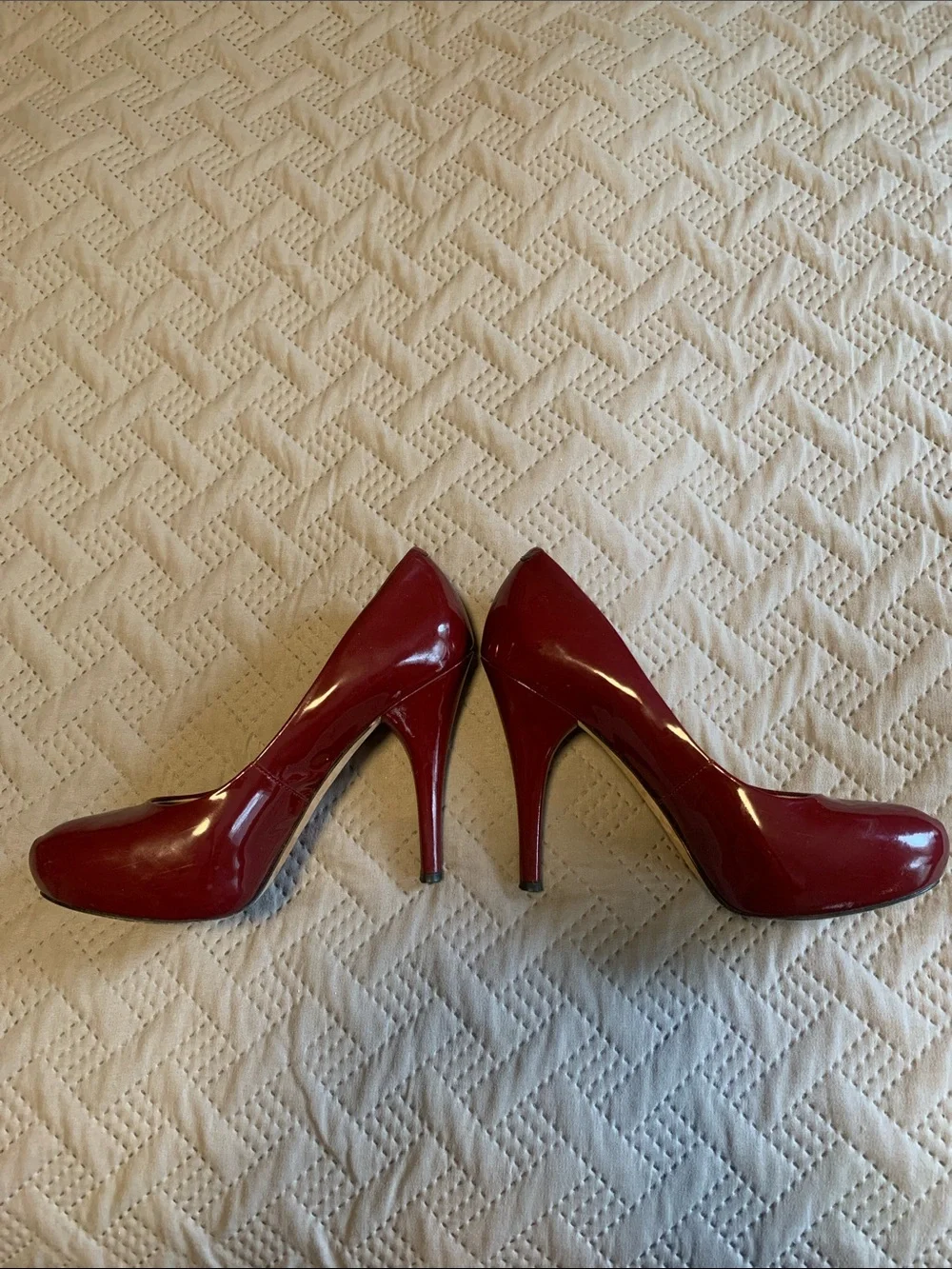 Classic dark red burgundy Patent High Heel hidden platform Pumps - Women